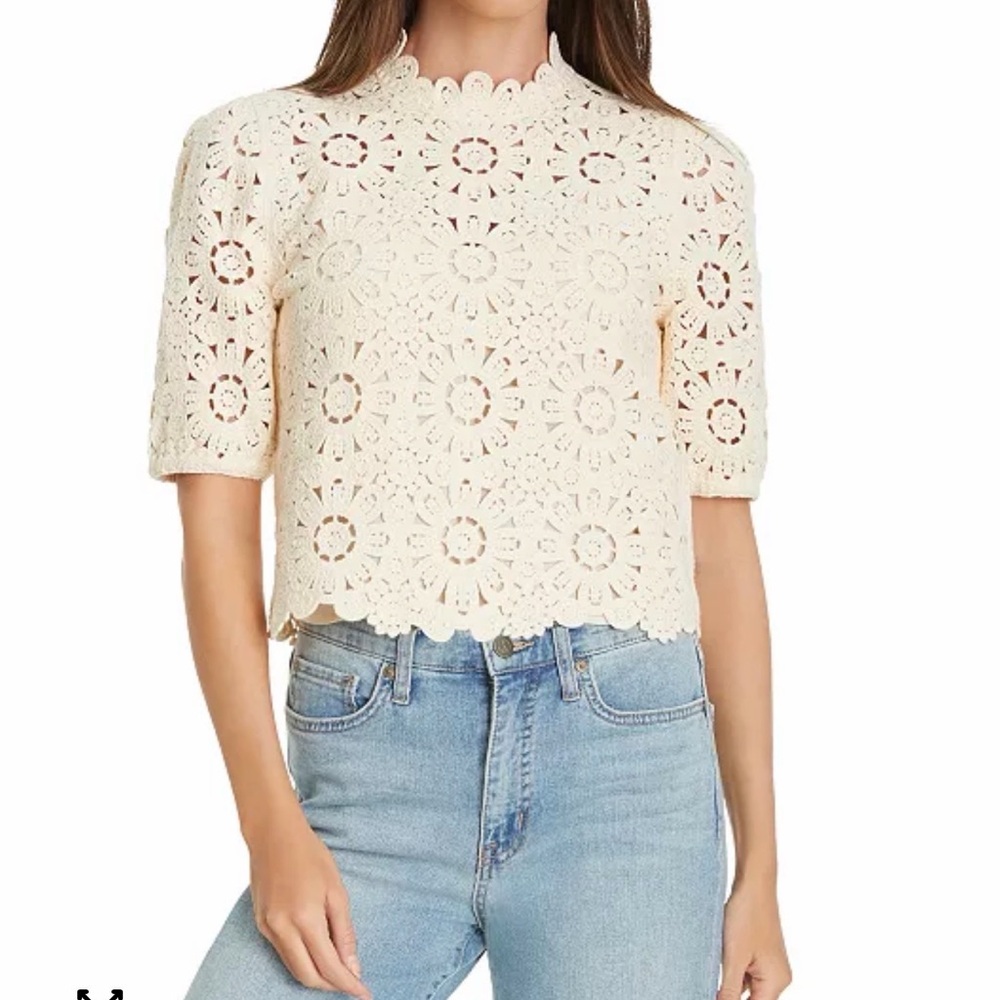 Sam Edelman Cream Crochet Blouse